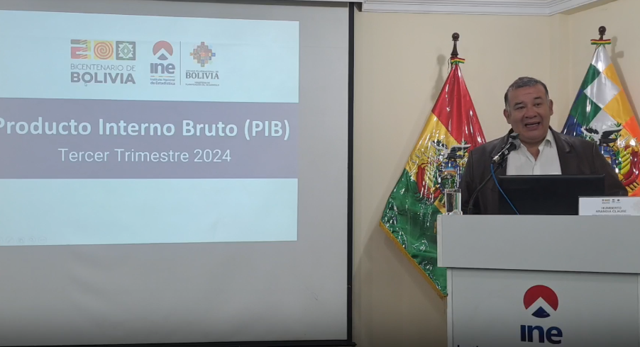 El director del INE, Humnberto Arandia, brinda los datos del PIB al tercer trimestre de 2024.