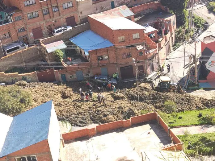 La zona Niño Kollo en emergencia por deslizamiento de tierra. FOTO: GAMLP