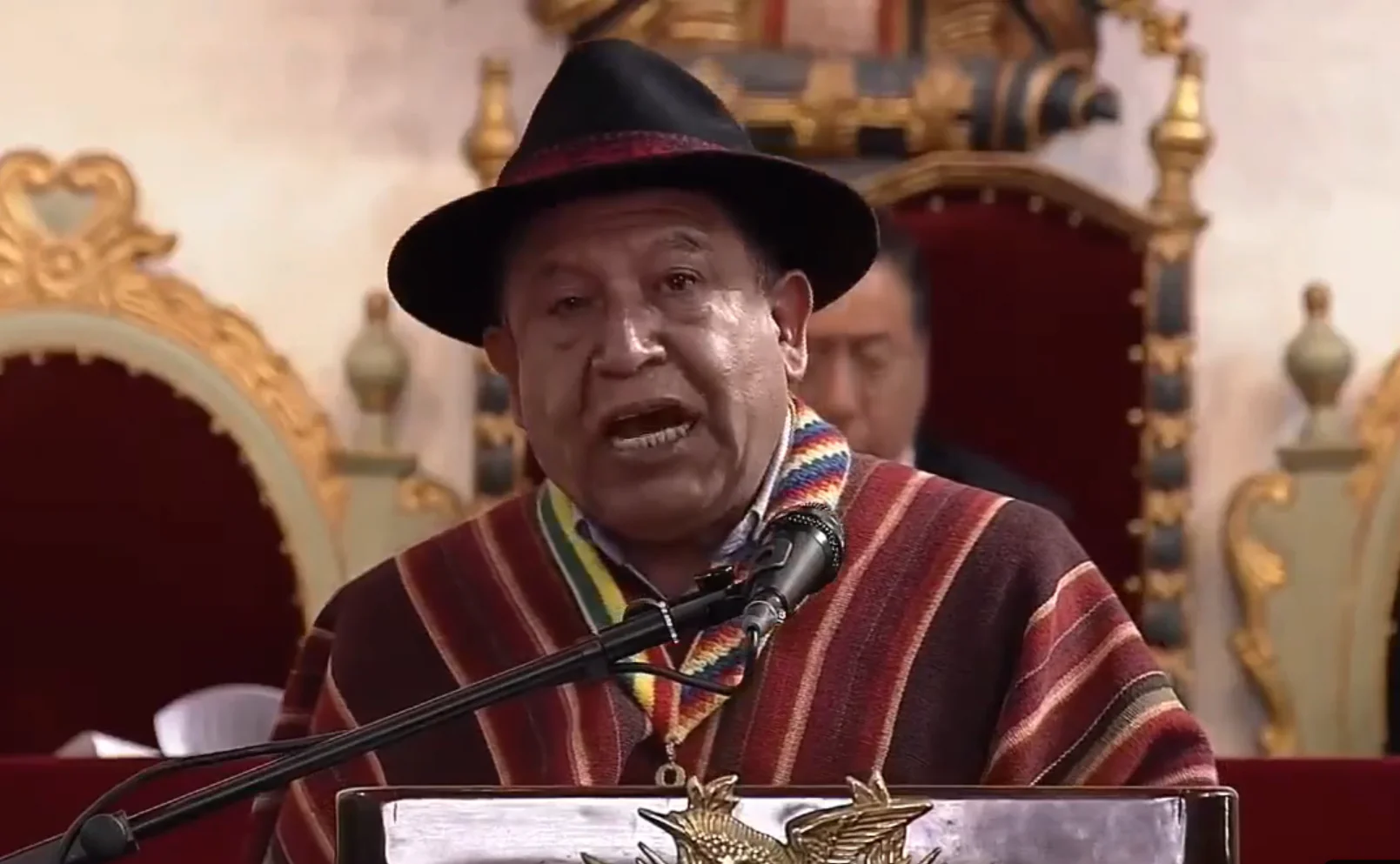 El vicepresidente David Choquehuanca en la sesión de honor por el Bicentenario.
Captura: LuchoXBolivia