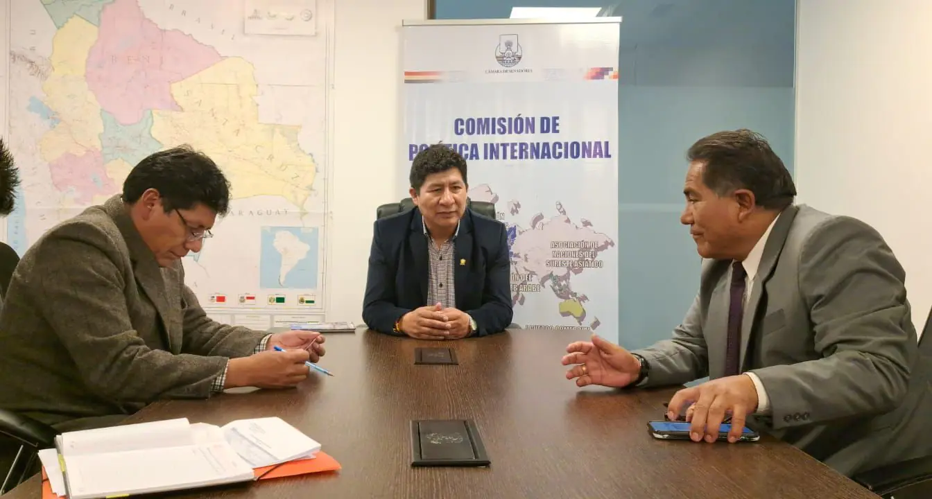 Sesión de la Comisión de Política Internacional, a la cabeza del senador Nicanor Cochi. (Foto: Senado)