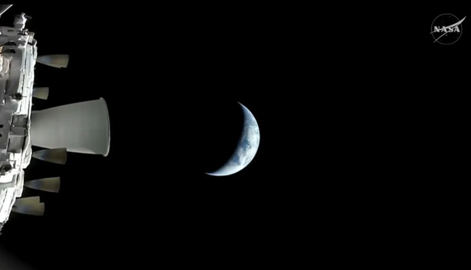 Vista desde la tierra de Artemis II cerca de la luna. Foto: NASA